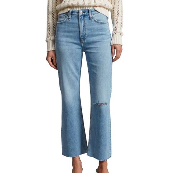 Rag & Boney Casey Raw Hem High Waist Ankle Flare Jeans in Lucy 28 - Picture 1 of 2